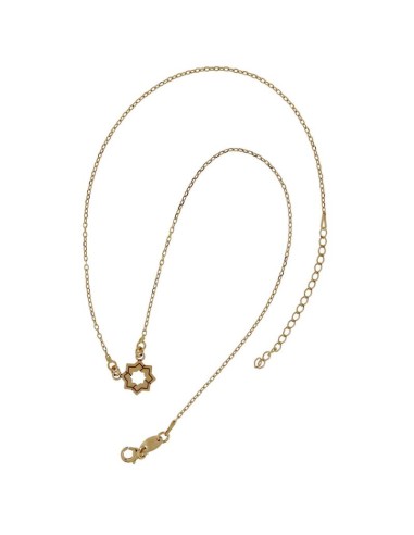 G-1726DO - GARGANTILLA CHAPADA ORO ESTRELLA MUDÉJAR DOBLE LISA 12 MM, 41 CM + ALARGADOR 
