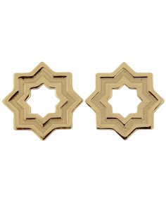 P-5261DO - PENDIENTE CHAPADO EN ORO DE ESTRELLA MUDÉJAR SATINADA 12 MM