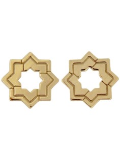 P-5262DO - PENDIENTE CHAPADO ORO DE ESTRELLA MUDÉJAR DOBLE LISA 12 MM