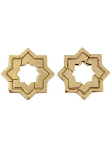 P-5262DO - PENDIENTE CHAPADO ORO DE ESTRELLA MUDÉJAR DOBLE LISA 12 MM