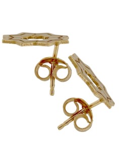 P-5262DO - PENDIENTE CHAPADO ORO DE ESTRELLA MUDÉJAR DOBLE LISA 12 MM 2