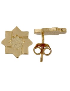 P-6489DO - PENDIENTE DE PLATA CHAPADO EN ORO ESTRELLA MUDÉJAR DE 7 MM