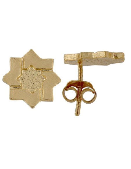 P-6489DO - PENDIENTE DE PLATA CHAPADO EN ORO ESTRELLA MUDÉJAR DE 7 MM