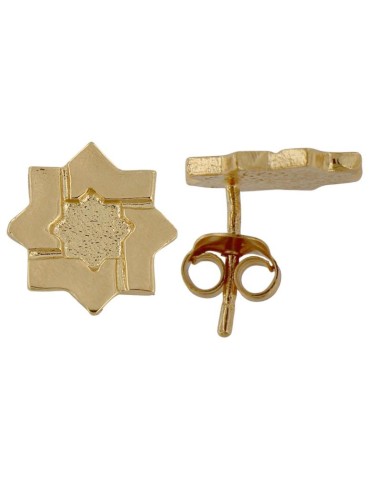 P-6492DO - PENDIENTE DE PLATA CHAPADO EN ORO ESTRELLA MUDÉJAR DE 13 MM