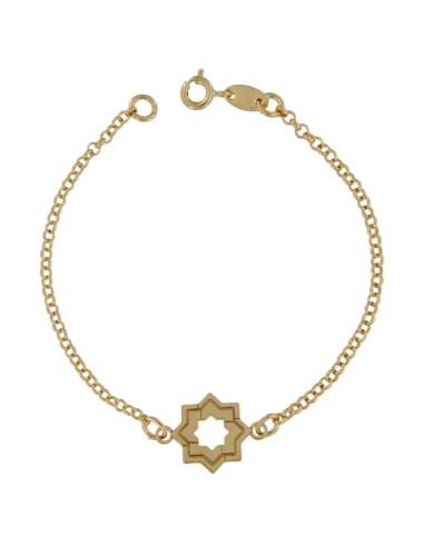 PUL-4213DO - PULSERA CHAPADA ORO LÁSER ESTRELLA MUDÉJAR DOBLE LISA 14 MM DE 18 CM