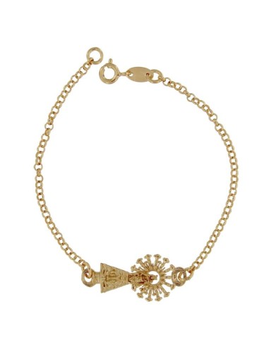 PUL-4214DO - PULSERA DE ROLO FINO DE 2,5 MM CON ENTREPIEZA DE LA VIRGEN DEL PILAR 25 MM Y 19 CM