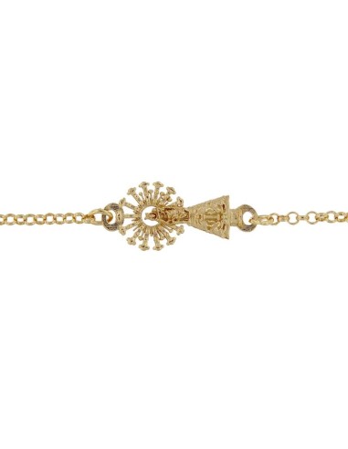 PUL-4214DO - PULSERA DE ROLO FINO DE 2,5 MM CON ENTREPIEZA DE LA VIRGEN DEL PILAR 25 MM Y 19 CM