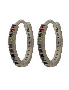 CRI-823 - CRIOLLA DE PLATA CON PIEDRA DE COLOR DE 10 MM DE DIÁMETRO
