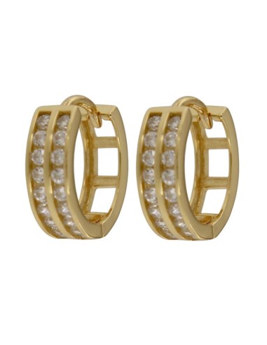 CRI-1234 - CRIOLLA DE PLATA CHAPADO EN ORO CON DOBLE TIRA DE CIRCONITA DE 10 MM 