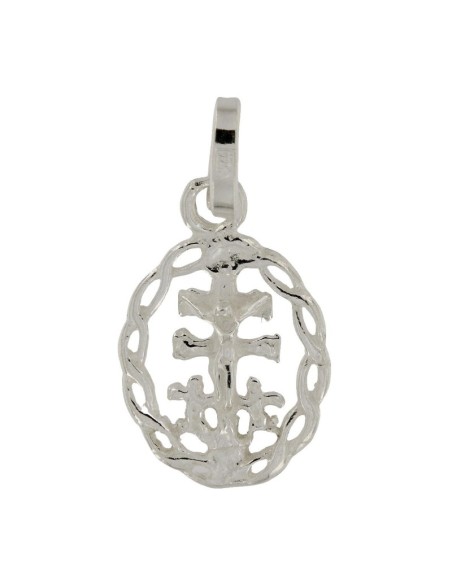 COLG-644 - COLGANTE DE PLATA CRUZ DE CARAVACA CON CERCO 15X13 MM