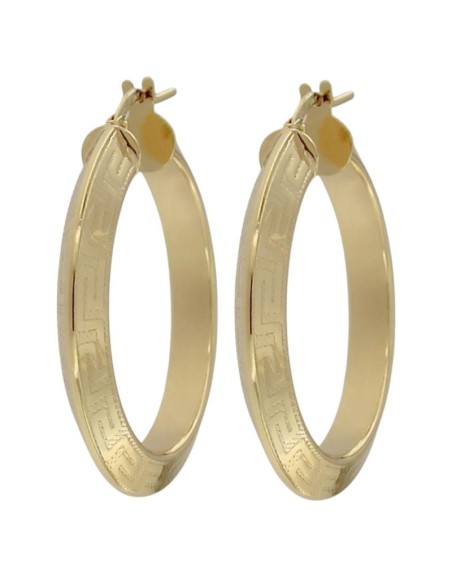 CRI-1291 - CRIOLLA DE PLATA CHAPADO EN ORO MOTIVO GRECA DE 32 MM EXT.