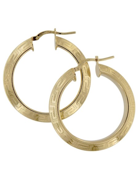 CRI-1291 - CRIOLLA DE PLATA CHAPADO EN ORO MOTIVO GRECA DE 32 MM EXT.