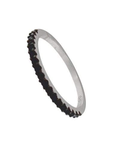 S-2156 - SORTIJA DE PLATA CON PIEDRA DE COLOR NEGRO DE 2 MM