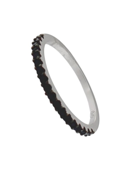 S-2156 - SORTIJA DE PLATA CON PIEDRA DE COLOR NEGRO DE 2 MM