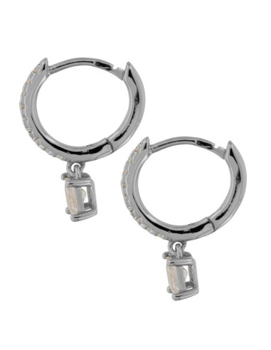 CRI-1239 - CRIOLLA DE PLATA CON CIRCONITA DE 10 MM Y CIRCONITA CUADRADA COLGANTE DE 5 MM