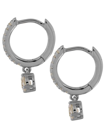 CRI-1241 - CRIOLLA DE PLATA CON CIRCONITA DE 10 MM Y CIRCONITA REDONDA COLGANTE DE 5 MM