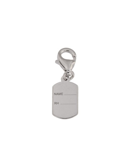 COLG-859 - COLGANTE PLATA PLACA IDENTIDAD CON MOSQUETÓN DE 14 MM X 9 MM