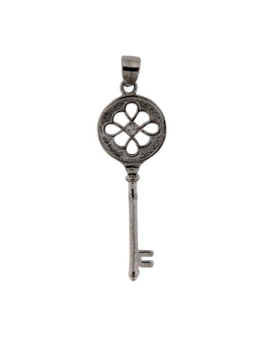 COLG-508 - COLGANTE DE PLATA MOTIVO DE LLAVE CON CIRCONITA 34X12 MM