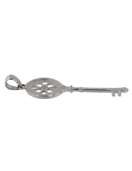 COLG-508 - COLGANTE DE PLATA MOTIVO DE LLAVE CON CIRCONITA 34X12 MM