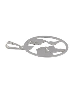 COLG-847 - COLGANTE DE PLATA DEL MAPA MUNDO DE 34 MM 2