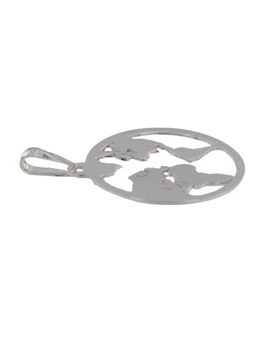 COLG-847 - COLGANTE DE PLATA DEL MAPA MUNDO DE 34 MM