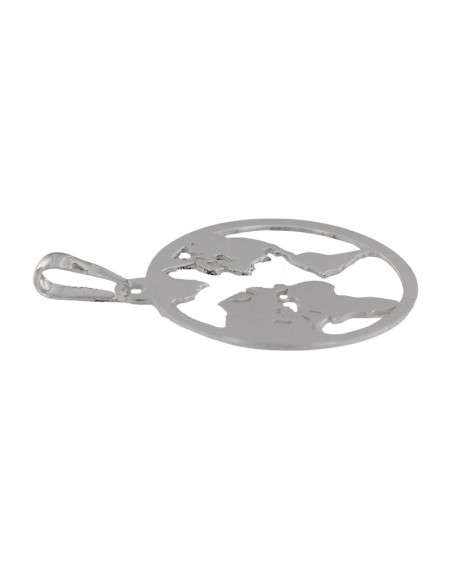 COLG-847 - COLGANTE DE PLATA DEL MAPA MUNDO DE 34 MM