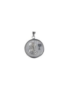COLG-434 - COLGANTE PLATA COMUNIÓN DE NÁCAR DE 24 MM 