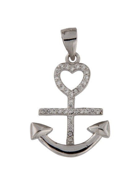 COLG-775 - COLGANTE DE PLATA CON MOTIVO DE ANCLA CON CIRCONITA DE 17 MM X 22 MM