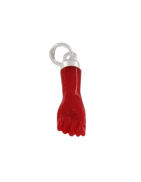 COLG-205 - COLGANTE PUÑO ROJO PLATA DE 22 MM 