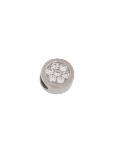 COLG-802 - COLGANTE DE PLATA CON FORMA CIRCULAR RELIEVE CON INTERIOR DE CIRCONITA DE 1O MM