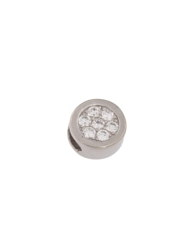 COLG-802 - COLGANTE DE PLATA CON FORMA CIRCULAR RELIEVE CON INTERIOR DE CIRCONITA DE 1O MM