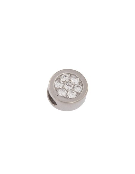 COLG-802 - COLGANTE DE PLATA CON FORMA CIRCULAR RELIEVE CON INTERIOR DE CIRCONITA DE 1O MM