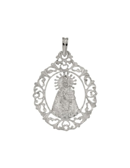 COLG-498 - COLGANTE PLATA MEDALLÓN VIRGEN DE LOS DESAMPARADOS DE 38 MM DE ALTO