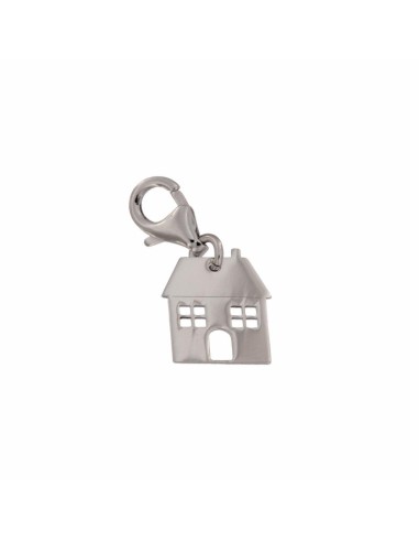 COLG-762 - COLGANTE DE PLATA CON FORMA DE CASA CON MOSQUETÓN DE 12 MM X 13 MM
