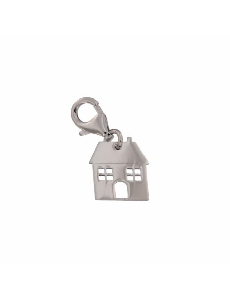 COLG-762 - COLGANTE DE PLATA CON FORMA DE CASA CON MOSQUETÓN DE 12 MM X 13 MM