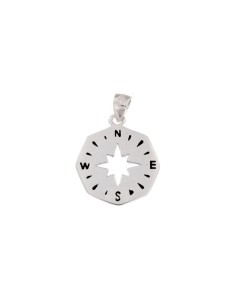 COLG-839 - COLGANTE DE PLATA CON FORMA DE BRÚJULA DE 15 MM X 17 MM