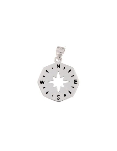 COLG-839 - COLGANTE DE PLATA CON FORMA DE BRÚJULA DE 15 MM X 17 MM