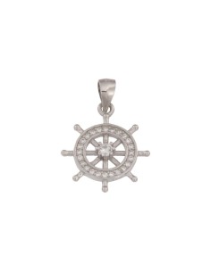 COLG-790 - COLGANTE DE PLATA CON FORMA DE TIMÓN CON CIRCONITA DE 17 MM X 20 MM