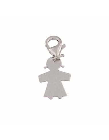 COLG-788 - COLGANTE DE PLATA CON FORMA DE NIÑA CON MOSQUETÓN DE 13 MM X 17 MM