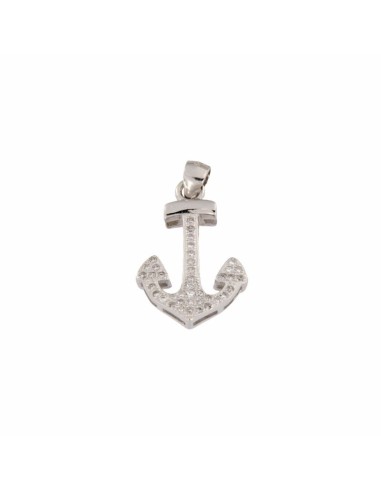 COLG-736 - COLGANTE DE PLATA EN FORMA DE ANCLA CON CIRCONITA DE 15 MM X 21 MM