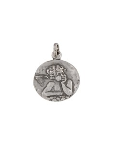 COLG-460 - COLGANTE PLATA REDONDO ÁNGEL DE 25 MM
