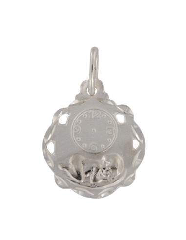 COLG-742 - COLGANTE PLATA MEDALLA DE LA HORA DE 20 MM