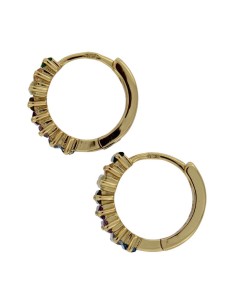 CRI-1028 - CRIOLLA DE PLATA CHAPADA EN ORO CON PIEDRA DE COLORES DE 10 MM   2