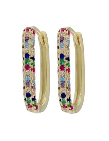 CRI-1097 - CRIOLLA DE PLATA CHAPADA EN ORO CON CIRCONITA DE COLORES DE 10 MM X 15 MM 