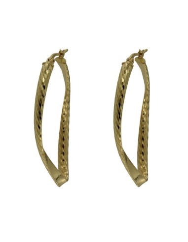 CRI-1043 - CRIOLLA DE PLATA CON MOTIVO OVALADO CHAPADO EN ORO DIAMANTADO DE 40 MM X 20 MM
