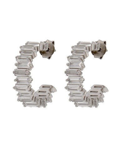 CRI-1035 - CRIOLLA DE PLATA CON PIEDRA BLANCA DE 15 MM  