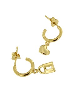 CRI-702 - CRIOLLA DE PLATA CHAPADA EN ORO CON MOTIVO DE CORAZÓN Y CANDADO 2