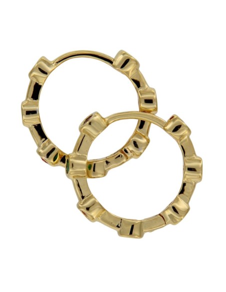 CRI-1075 - CRIOLLA DE PLATA CHAPADA EN ORO CON CHATONES DE COLORES DE 10 MM