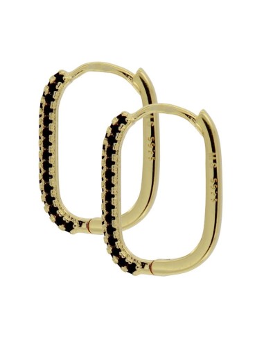 CRI-1095 - CRIOLLA DE PLATA CHAPADO EN OROCON CIRCONITA NEGRA DE 10 MM X 15 MM 