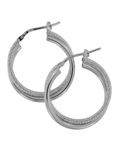 CRI-1169 - CRIOLLA DE PLATA CON DOBLE TIRA UNA DIAMANTADA ENTRELAZADAS DE 20 MM